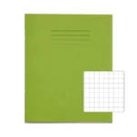 RHINO 8 x 6.5 Exercise Book 32 Pages / 16 Leaf Light Green 10mm Squared