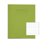 RHINO 8 x 6.5 Exercise Book 80 Pages / 40 Leaf Light Green 10mm Squared