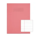 RHINO 9 x 7 Exercise Book 80 Pages / 40 Leaf Pink 8mm Lined with Margin