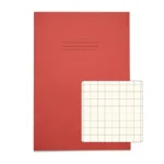 RHINO A4 Tinted Exercise Book 48 Pages / 24 Leaf Red with Cream Paper 10mm Squared
