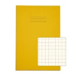 RHINO A4 Tinted Exercise Book 48 Pages / 24 Leaf Yellow with Cream Paper 10mm Squared