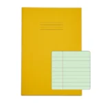 RHINO A4 Tinted Exercise Book 48 Pages / 24 Leaf Yellow with Green Paper 8mm Lined with Margin