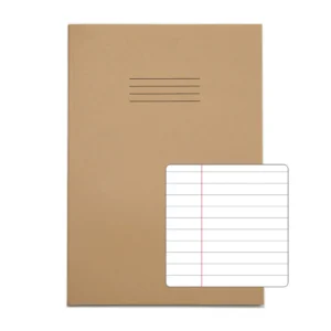RHINO A4 Exercise Book 64 Pages / 32 Leaf Buff 8mm Lined with Margin