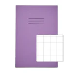 RHINO A4 Exercise Book 64 Pages / 32 Leaf Purple 20mm Squared