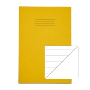 RHINO A4 Exercise Book 64 Pages / 32 Leaf Yellow 15mm Lined with Plain Reverse