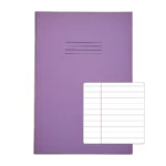 RHINO A4 Exercise Book 96 Pages / 48 Leaf Purple 8mm Lined with Margin