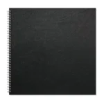 RHINO 300 x 300 Twinwire Hardback Scrapbook 40 Pages / 20 Leaf Black Ribbed Paper